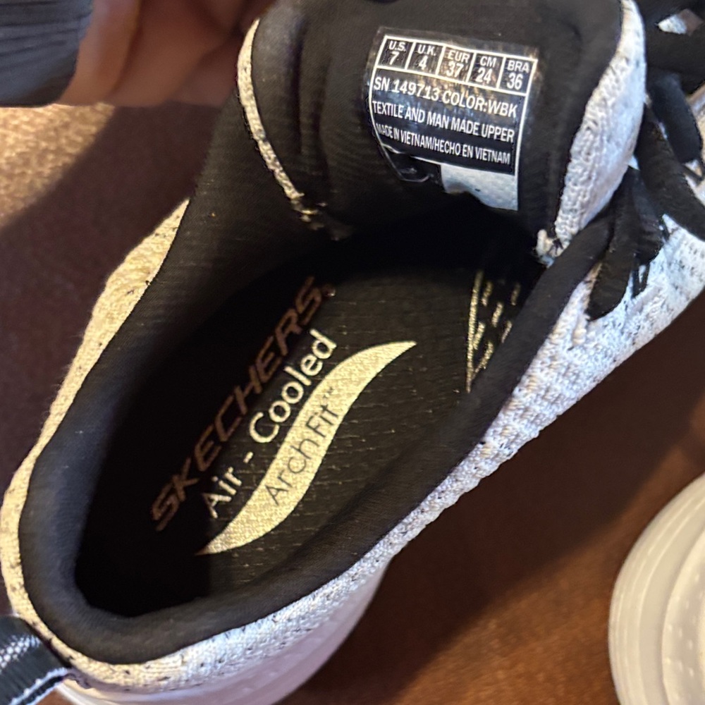 Skechers White and Black Knit Athletic Shoes - Picture 5 of 5